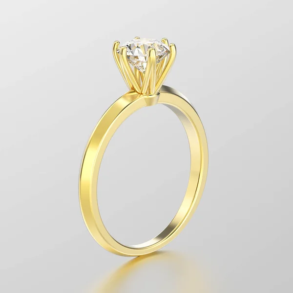 3D illustratie geel gouden traditionele solitaire betrokkenheid rin — Stockfoto