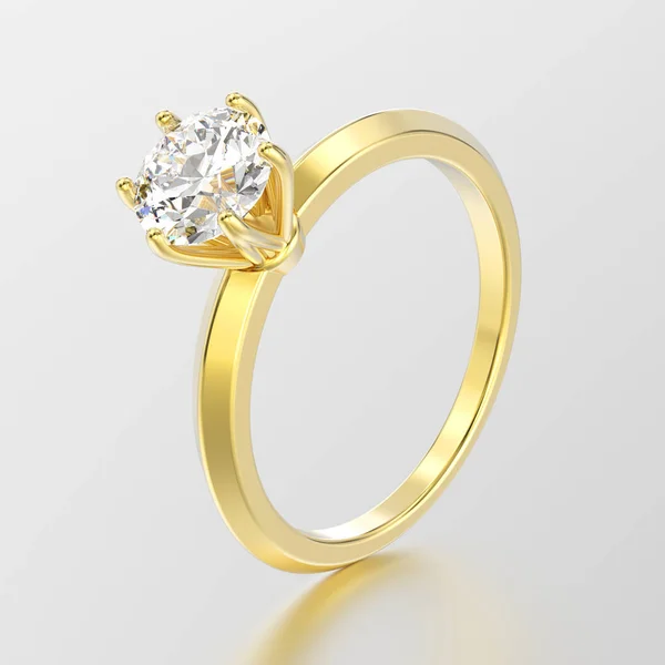 3D illustration yellow gold traditional solitaire engagement rin — Stock Photo, Image