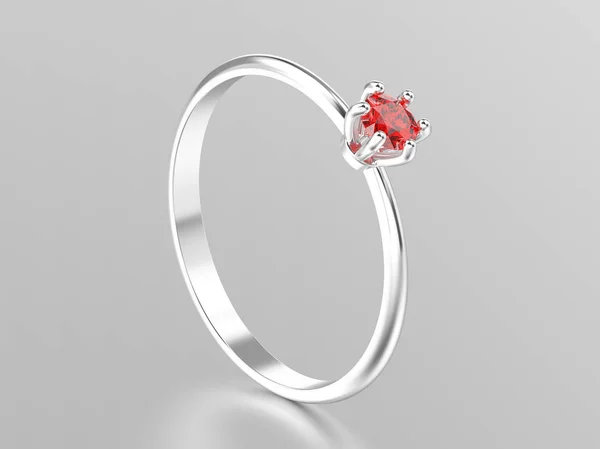 Illustration 3D or blanc ou argent solitaire traditionnel engag — Photo