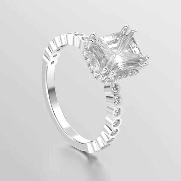 3D illustration vitt guld eller silver diamanter dekorativ ring w — Stockfoto