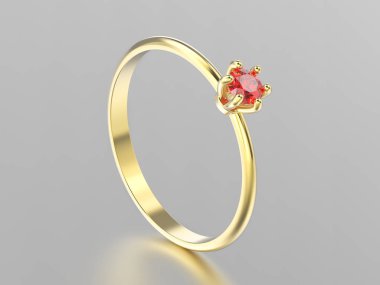 3D resimde sarı altın geleneksel solitaire nişan rin