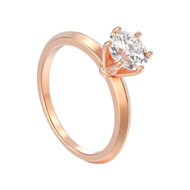 3D illüstrasyon izole gül altın geleneksel solitaire nişan