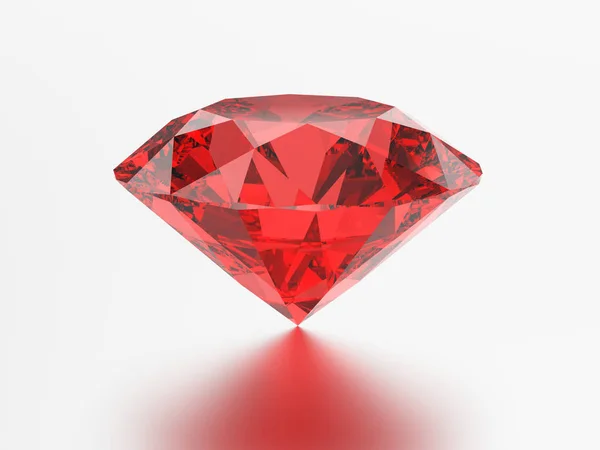 3D απεικόνιση κόκκινο emerald στρογγυλή ruby πολύτιμων λίθων με αντανάκλαση — Φωτογραφία Αρχείου