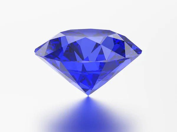 3D illustratie blue emerald ronde diamond sapphire edelsteen wit — Stockfoto