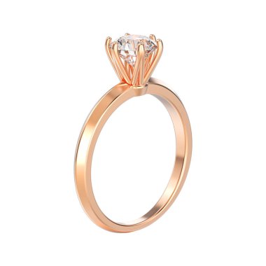 3D illüstrasyon izole gül altın geleneksel solitaire nişan