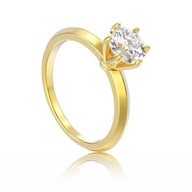 3D illüstrasyon izole sarı altın geleneksel solitaire engag