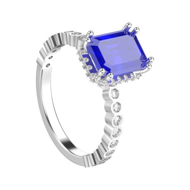 3D illüstrasyon izole beyaz altın veya gümüş decorativ elmas