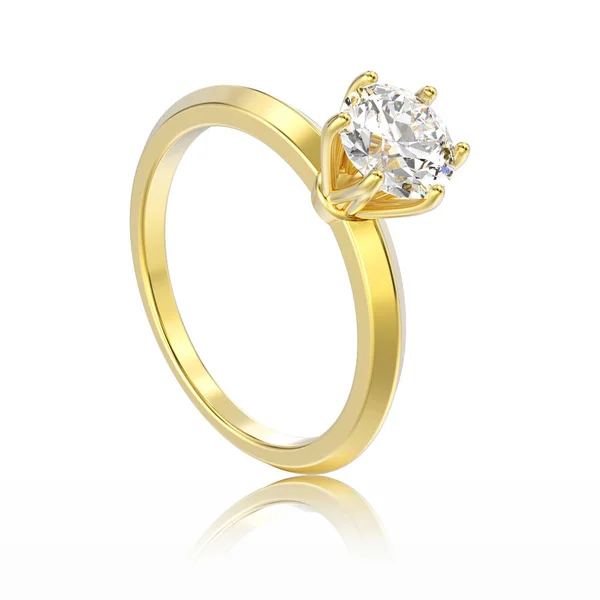 Illustration 3D isolé or jaune solitaire traditionnel engag — Photo