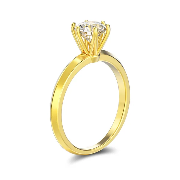 Illustration 3D isolé or jaune solitaire traditionnel engag — Photo