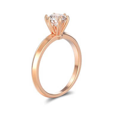 3D illüstrasyon izole gül altın geleneksel solitaire nişan