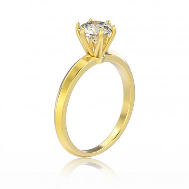 3D illüstrasyon izole sarı altın geleneksel solitaire engag