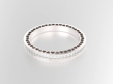 3D resimde beyaz altın veya gümüş sonsuzluk band yüzük dia ile