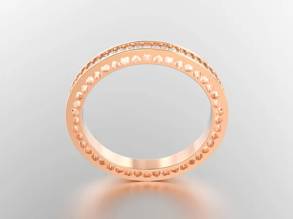Ilustração 3D subiu anel de banda eternidade de ouro com diamantes e h — Fotografia de Stock