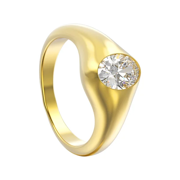 3d Illustration Gelbgold klassischer Ring mit Diamant — Stockfoto