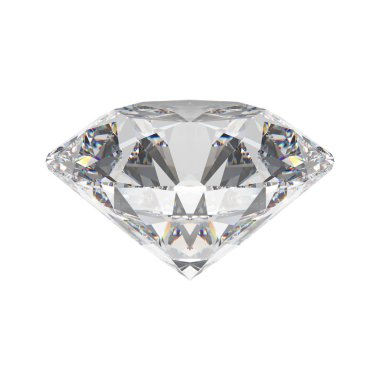 3D resimde beyaz zümrüt yuvarlak elmas taş