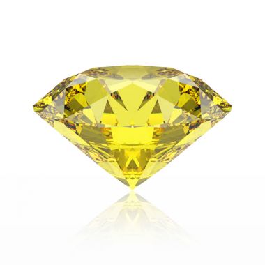 3D resimde sarı zümrüt yuvarlak elmas topaz gemstone ile