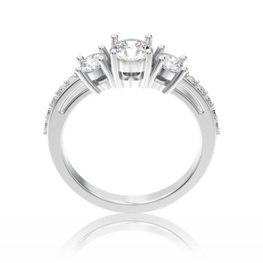 3D resimde beyaz altın veya gümüş dekoratif nişan üç