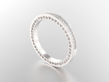 3D resimde beyaz altın veya gümüş sonsuzluk band yüzük dia ile