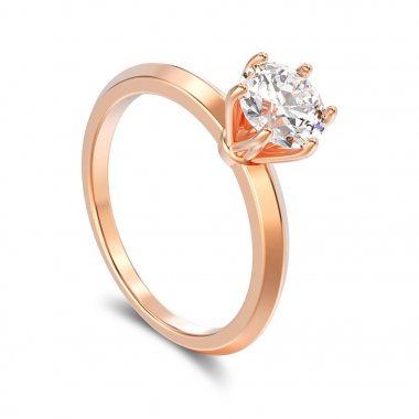 3D illüstrasyon izole gül altın geleneksel solitaire nişan