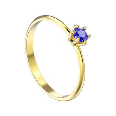 3D illüstrasyon izole sarı altın geleneksel solitaire engag