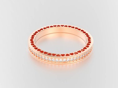 3D çizim gül altın sonsuzluk band yüzük elmas ve h ile