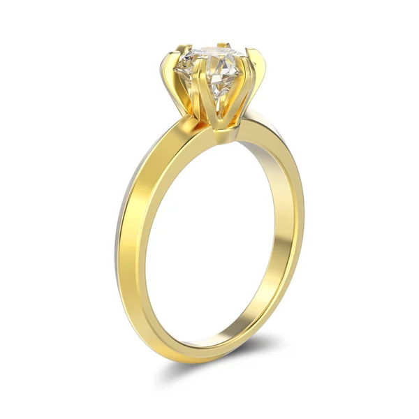 3d Illustration isoliert Gelbgold traditionellen Solitaire Engag — Stockfoto