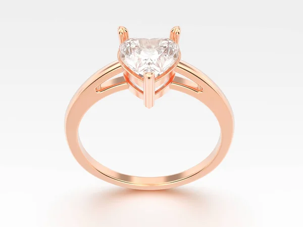 3D иллюстрация изолированное кольцо помолвки из розового золота с бриллиантом — стоковое фото