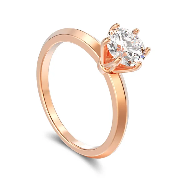 3D illustration isolated rose gold traditional solitaire engagem — Stock Photo, Image