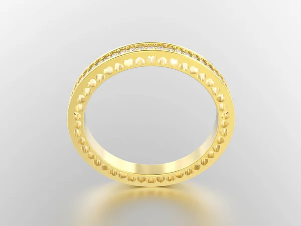 Ilustración 3D anillo de banda de eternidad de oro amarillo con diamantes y —  Fotos de Stock