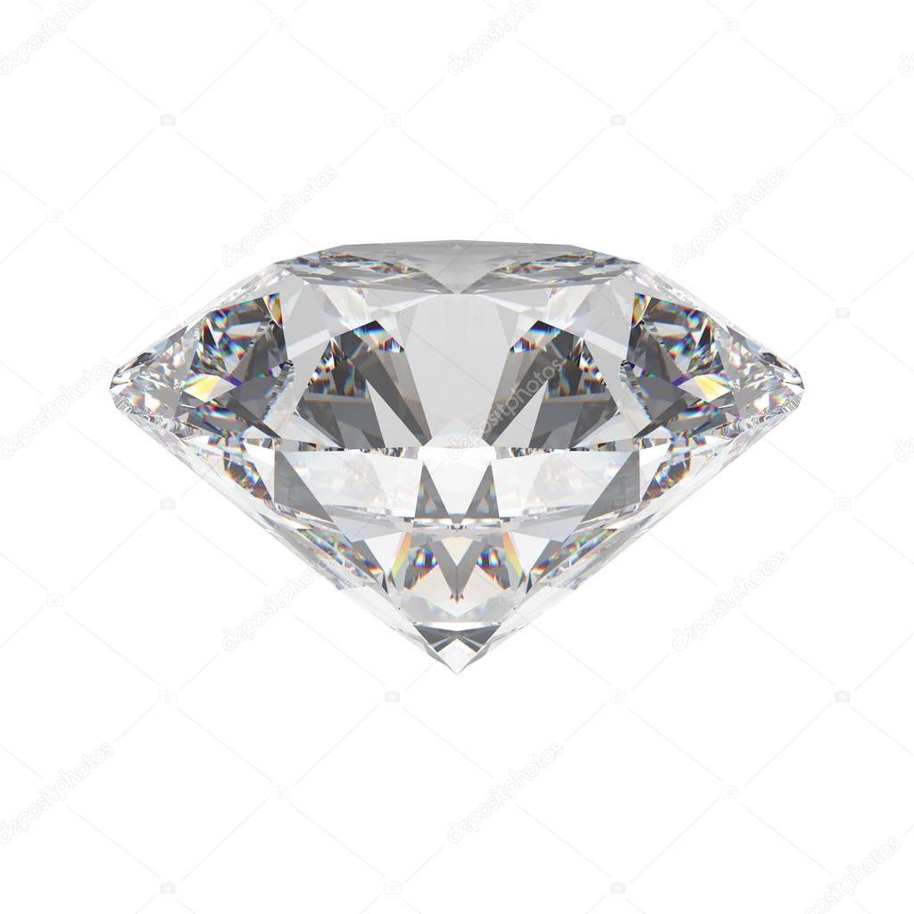 3D illustration white emerald round diamond gemstone
