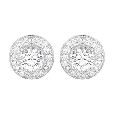 3D resimde iki beyaz altın veya gümüş elmas yazı ste vida