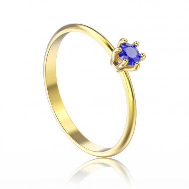 3D illüstrasyon izole sarı altın geleneksel solitaire engag