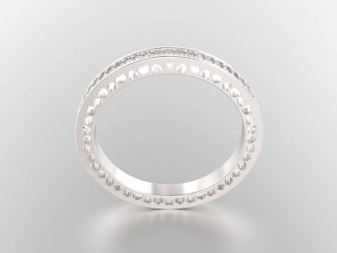 3D resimde beyaz altın veya gümüş sonsuzluk band yüzük ile di