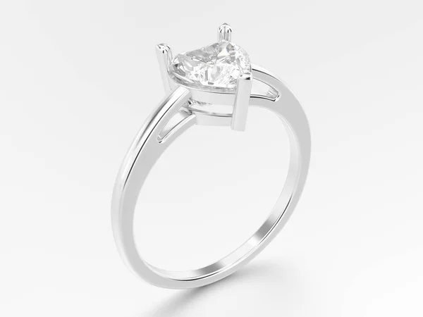 Ilustracja na białym tle 3D białe złoto lub srebrny zaręczynowy pierścionek wi — Zdjęcie stockowe