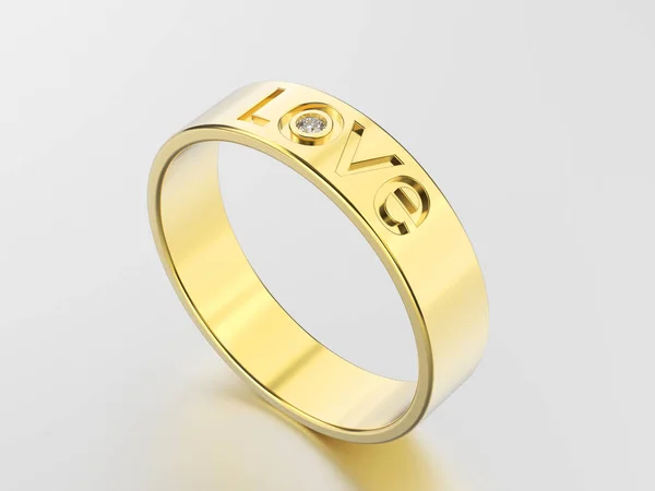 3D απεικόνιση απομονωμένη Κίτρινο χρυσό δαχτυλίδι αρραβώνων με diamon — Φωτογραφία Αρχείου