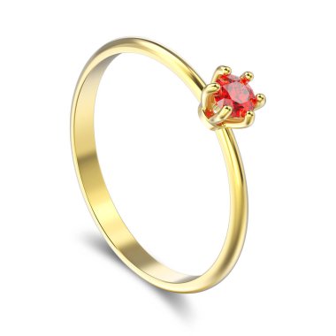 3D illüstrasyon izole sarı altın geleneksel solitaire engag