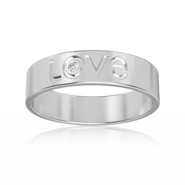 3D illüstrasyon izole beyaz altın veya gümüş nişan yüzük wi