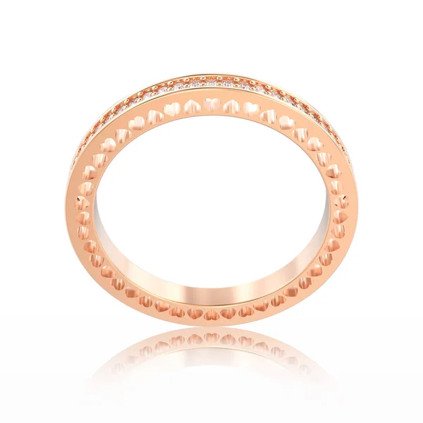 3D иллюстрации розового золота вечности кольцо с бриллиантами и ч — стоковое фото