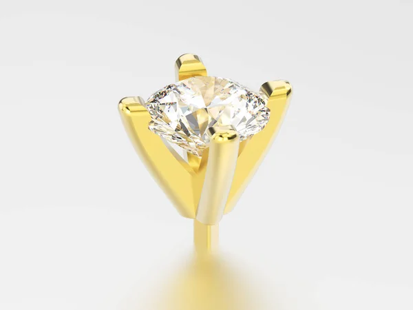 3D illustratie geel goud peg hoofd diamant instelling op een grijze achtergrond — Stockfoto