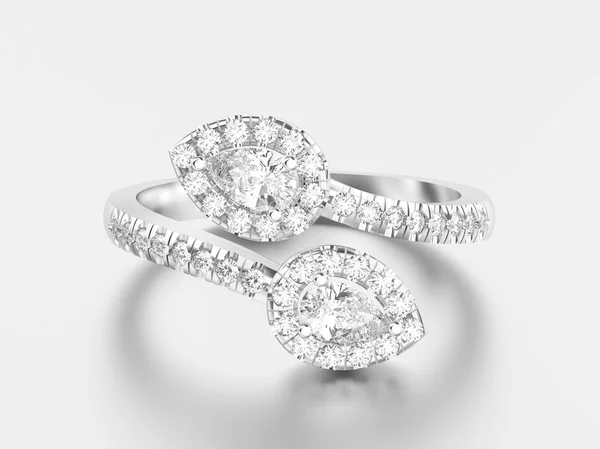 Ilustración 3D anillo de diamantes de oro blanco o plata con r — Foto de Stock