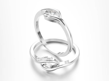 3D illüstrasyon izole beyaz altın veya gümüş nişan illusio