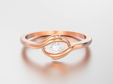 3D illüstrasyon izole gül altın nişan bükülmüş yanılsama r