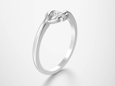 3D illüstrasyon izole beyaz altın veya gümüş nişan illusio