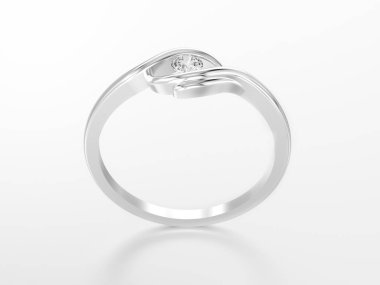 3D illüstrasyon izole beyaz altın veya gümüş nişan illusio