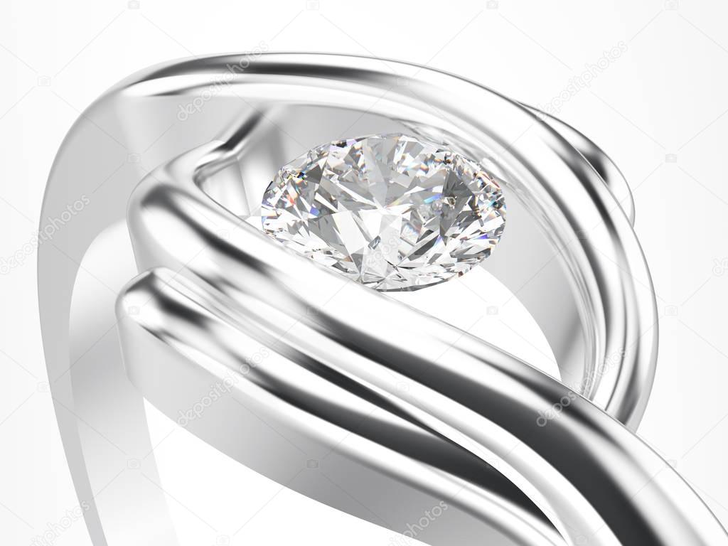 3D illustration isolated zoom macro white gold or silver engagem