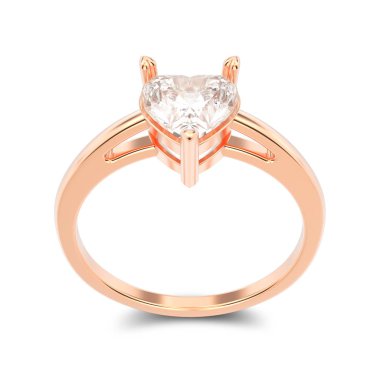 Gül altın nişan yüzük elmas ile 3D illüstrasyon izole 