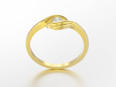 3D resimde sarı altın nişan yanılsama yüzük zekâ bükülmüş