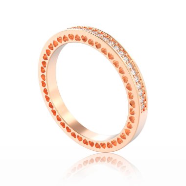 3D çizim gül altın sonsuzluk band yüzük elmas ve h ile