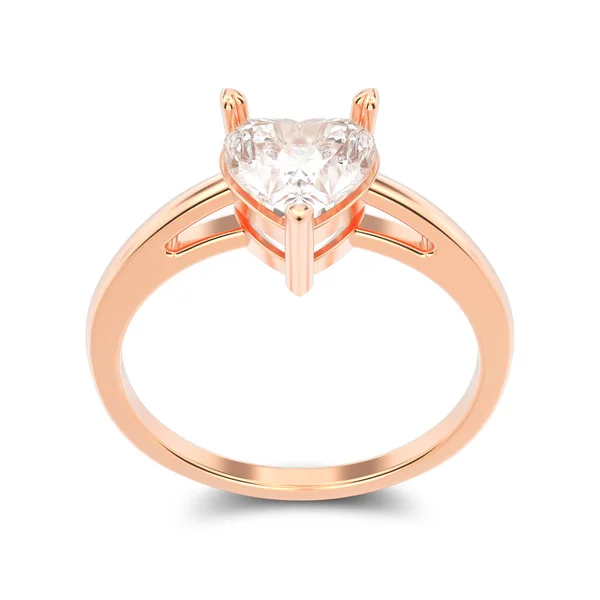 Ilustración 3D anillo de compromiso de oro rosa aislado con diamante — Foto de Stock