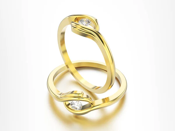 3D illustration gul guld engagemang illusion twisted ring wit — Stockfoto